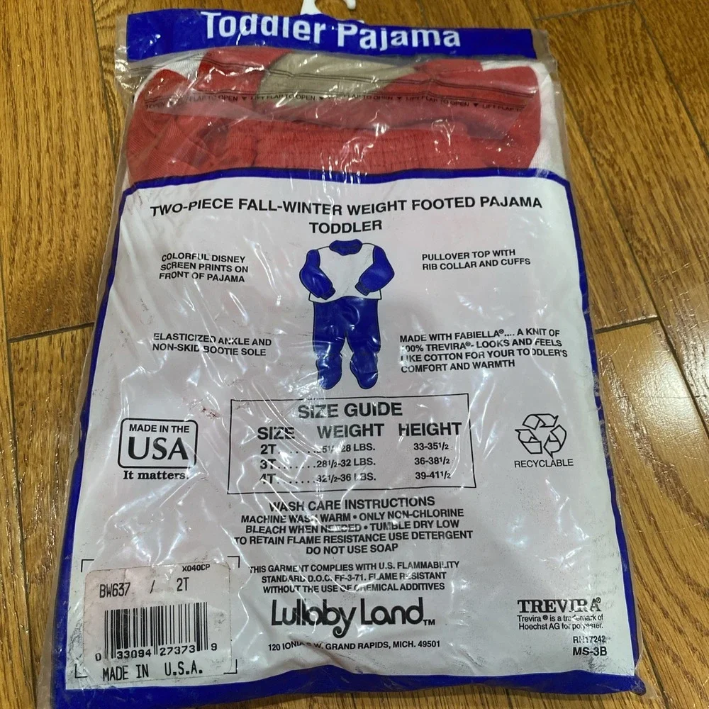Vtg NOS Lullaby Land‎ Pajamas 2 Piece Mickey Sz 2 Toddler